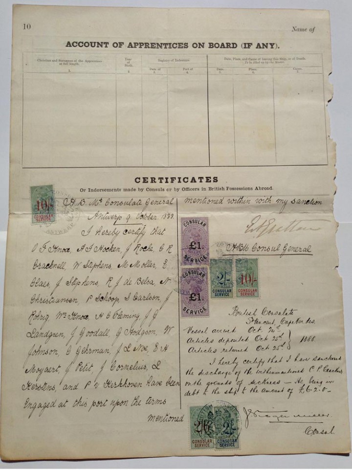 QV Consular Service - Antwerp 1888