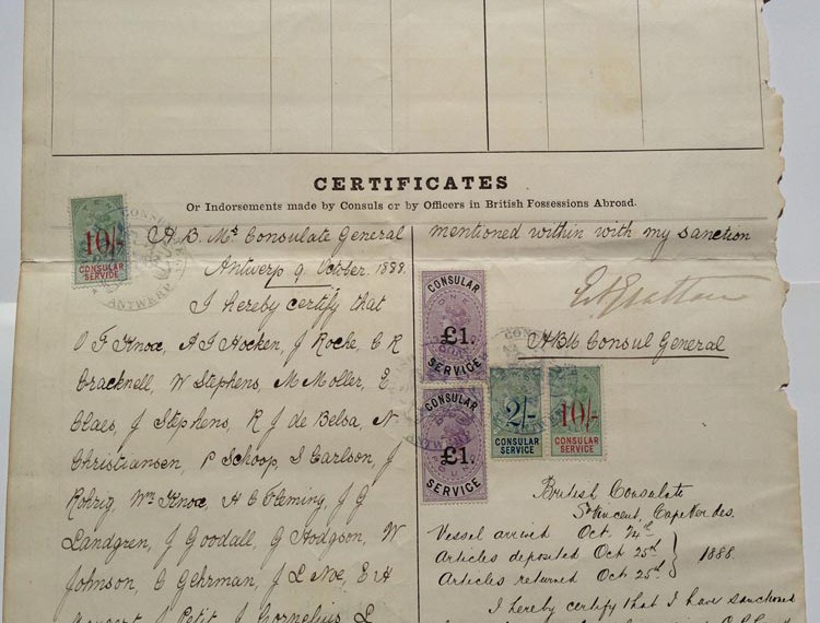 QV Consular Service - Antwerp 1888