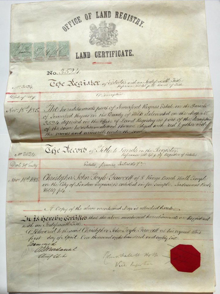 QV Land Registry - Somerford 1885