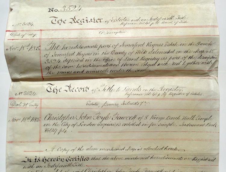 QV Land Registry - Somerford 1885